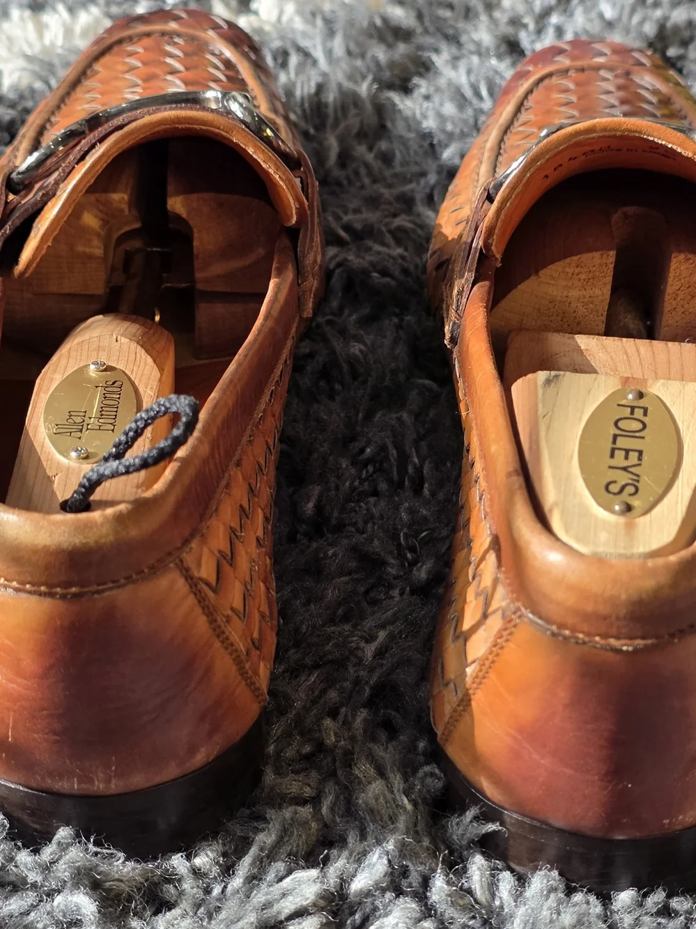 Magnanni Men’s Woven Leather Bit Loafers in Cognac Brown Size 9.5